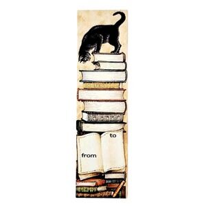 Vintage 70s Black Cat paperboard Bookmark Books Library 1978 Antioch Gift Z-008